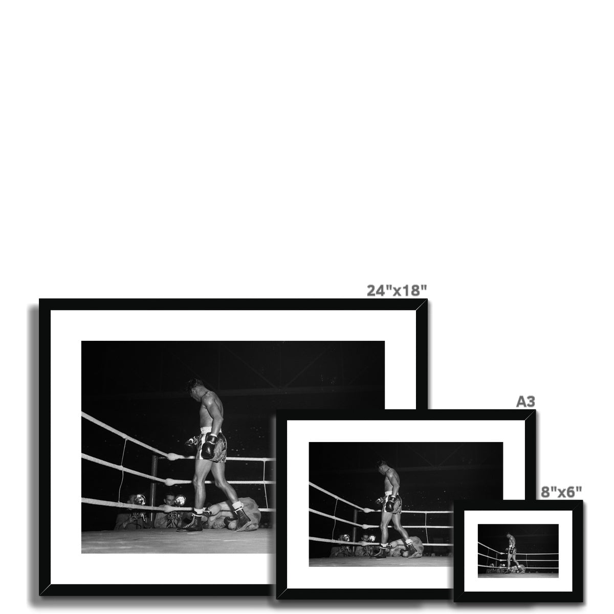 Boxkampf zwischen Sugar Ray Robinson und Jean Wanès im Hallenstadion Zürich Framed & Mounted Print