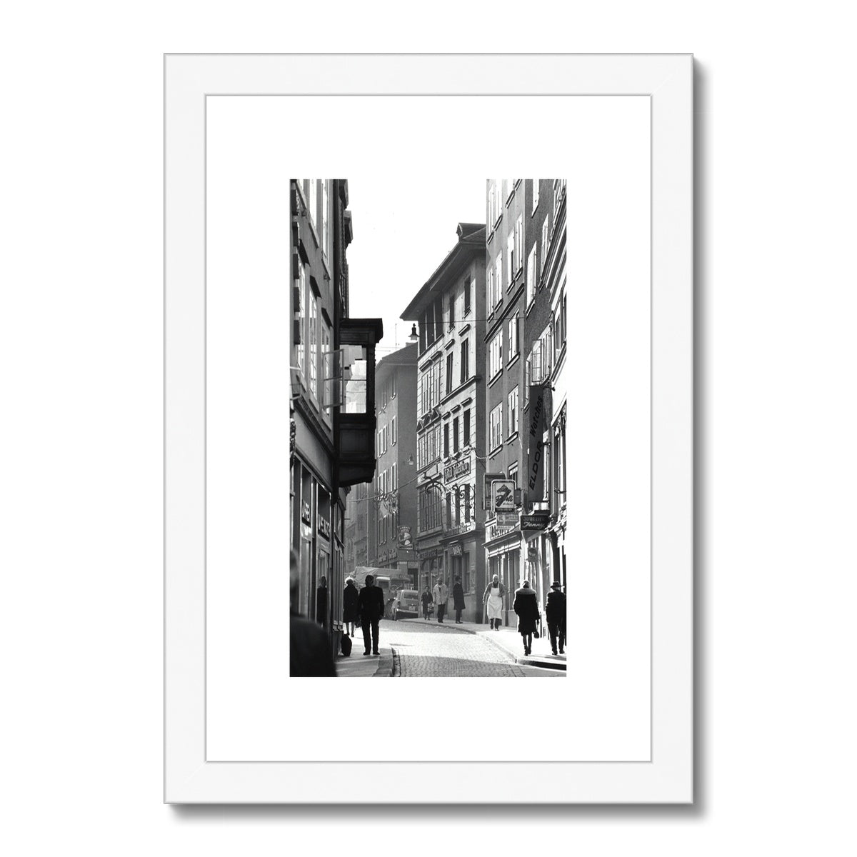 Zürich, Niederdorfstrasse Ecke Köngengasse. Gerahmt und hängefertig