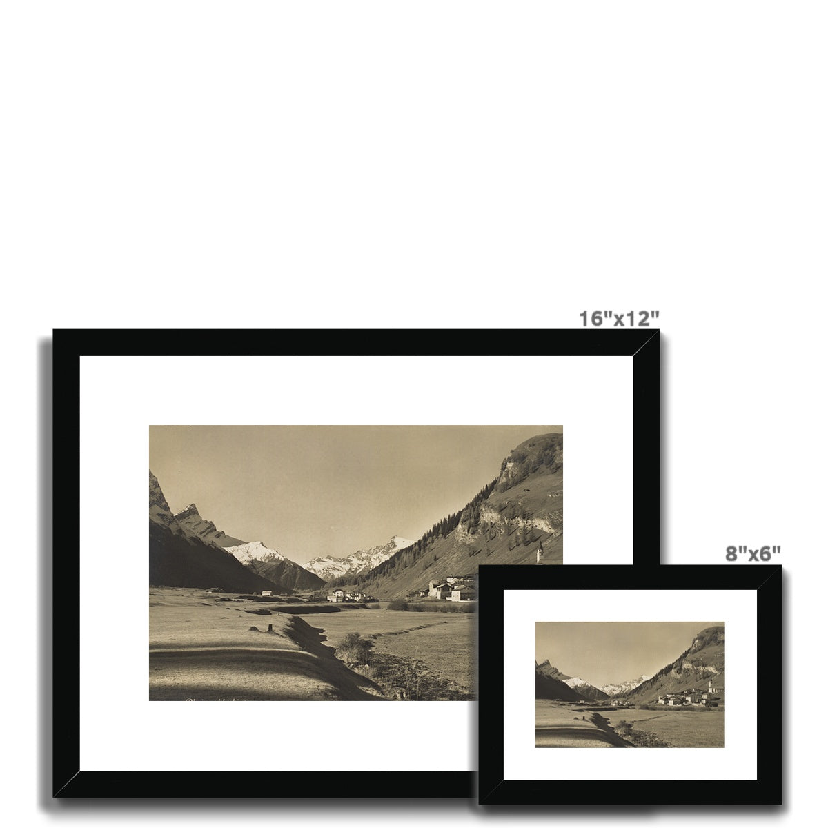 Splügen gegen Rheinwaldgebirge, ca 1930. Gerahmt und hängefertig
