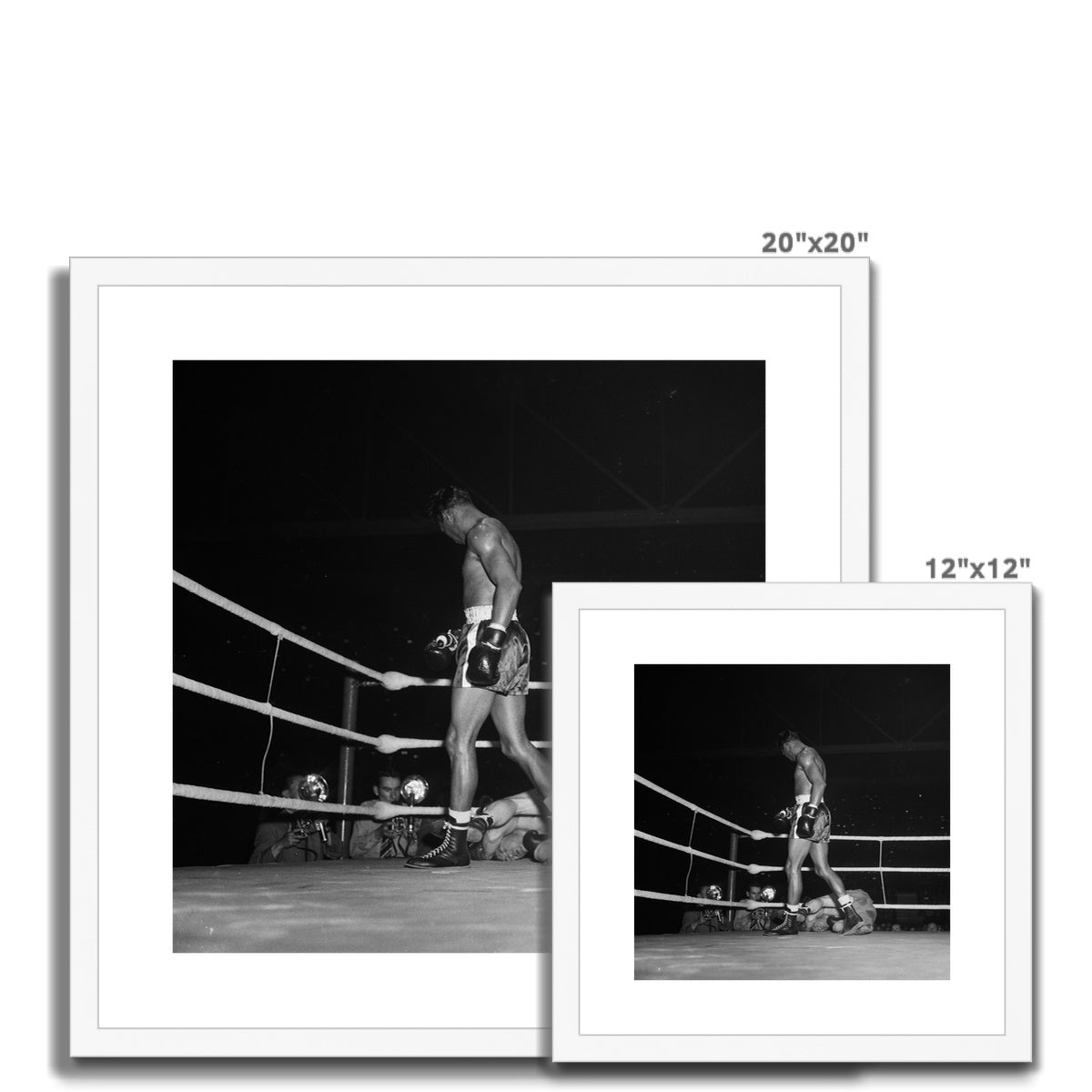 Boxkampf zwischen Sugar Ray Robinson und Jean Wanès im Hallenstadion Zürich Framed & Mounted Print