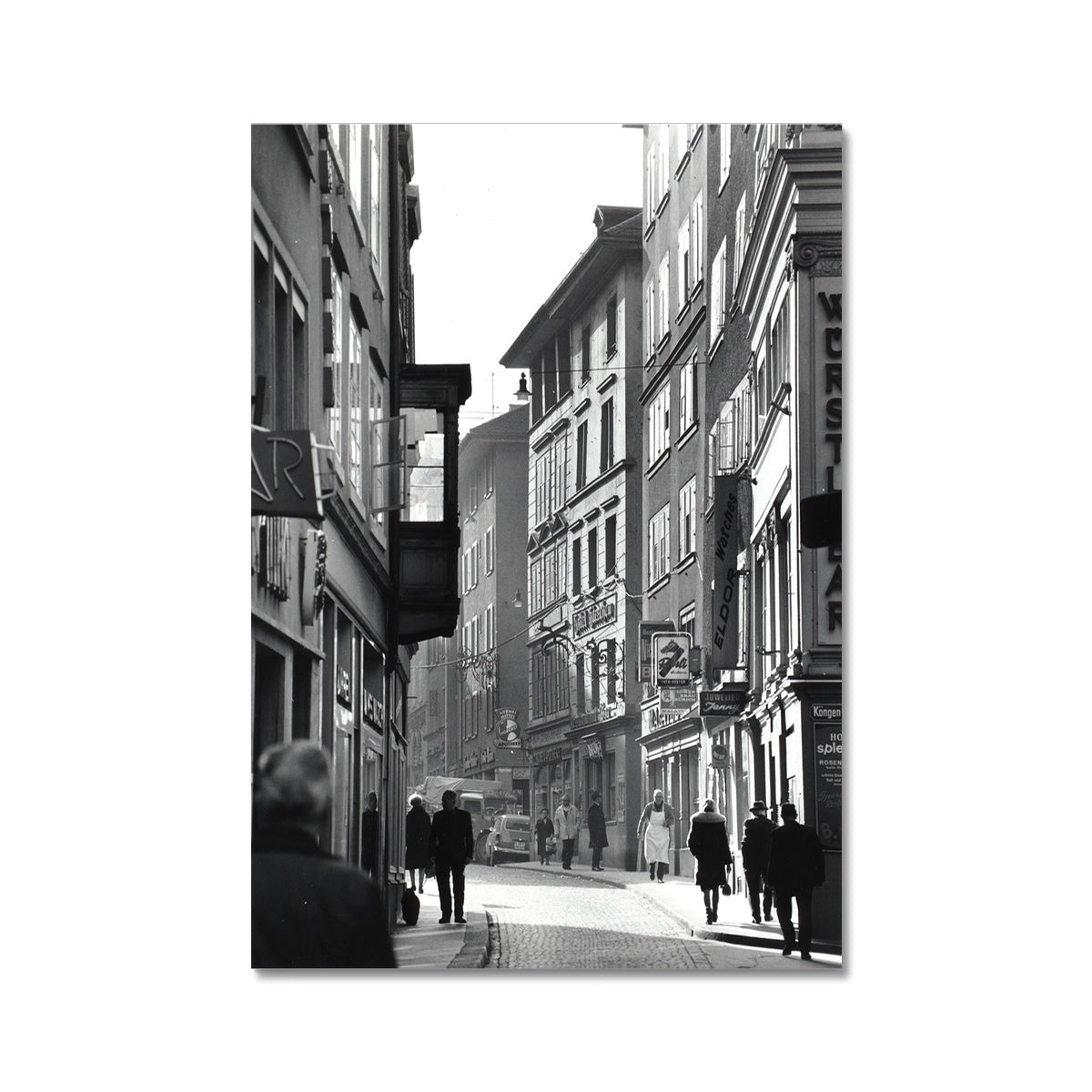 Zürich Niederdorf Strassenszene Altstadt - Historische Schweizer Stadtsicht Fine Art Print