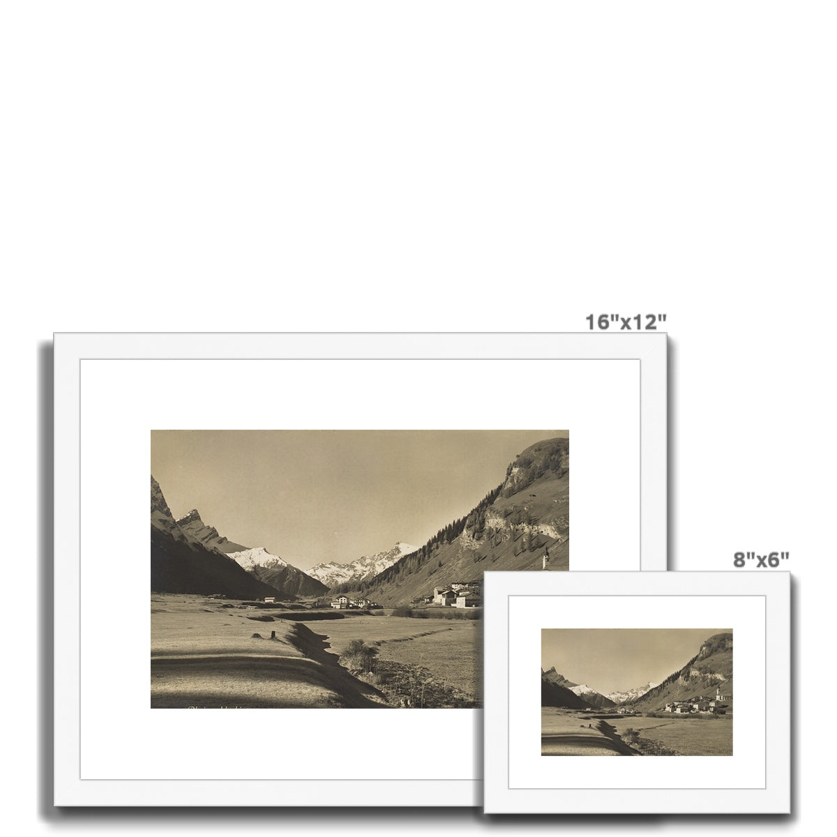 Splügen gegen Rheinwaldgebirge, ca 1930. Gerahmt und hängefertig