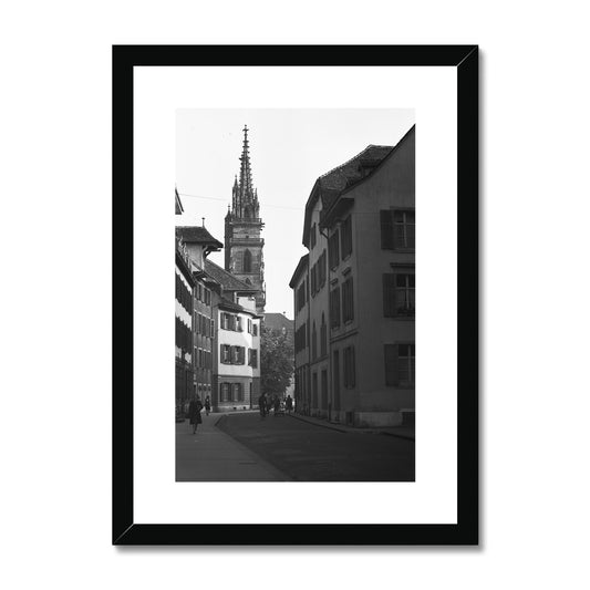 Augustinergasse mit Blick auf Basler Münster, 1957. Gerahmt und hängefertig.