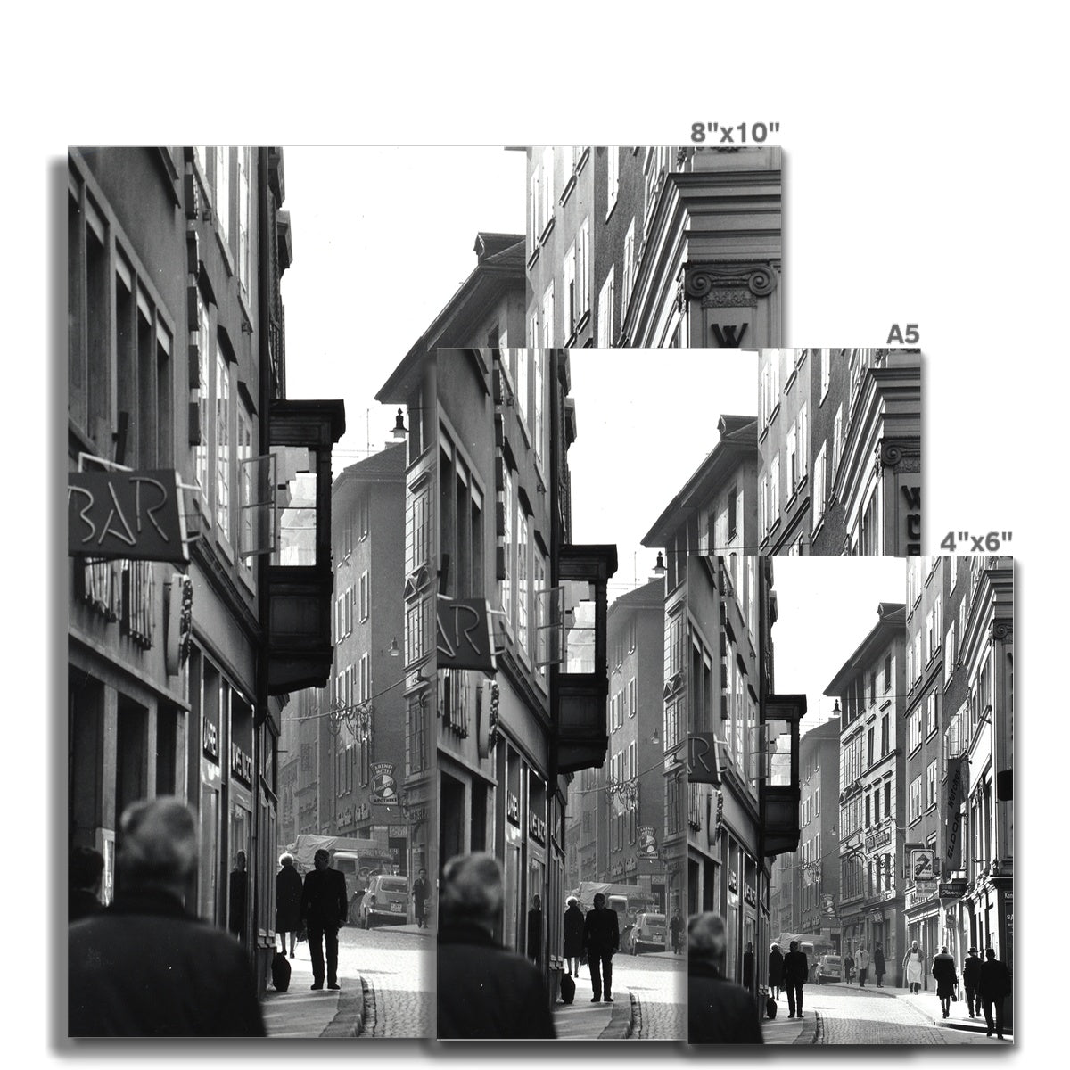 Zürich, Niederdorfstrasse Ecke Köngengasse. Fine Art Print
