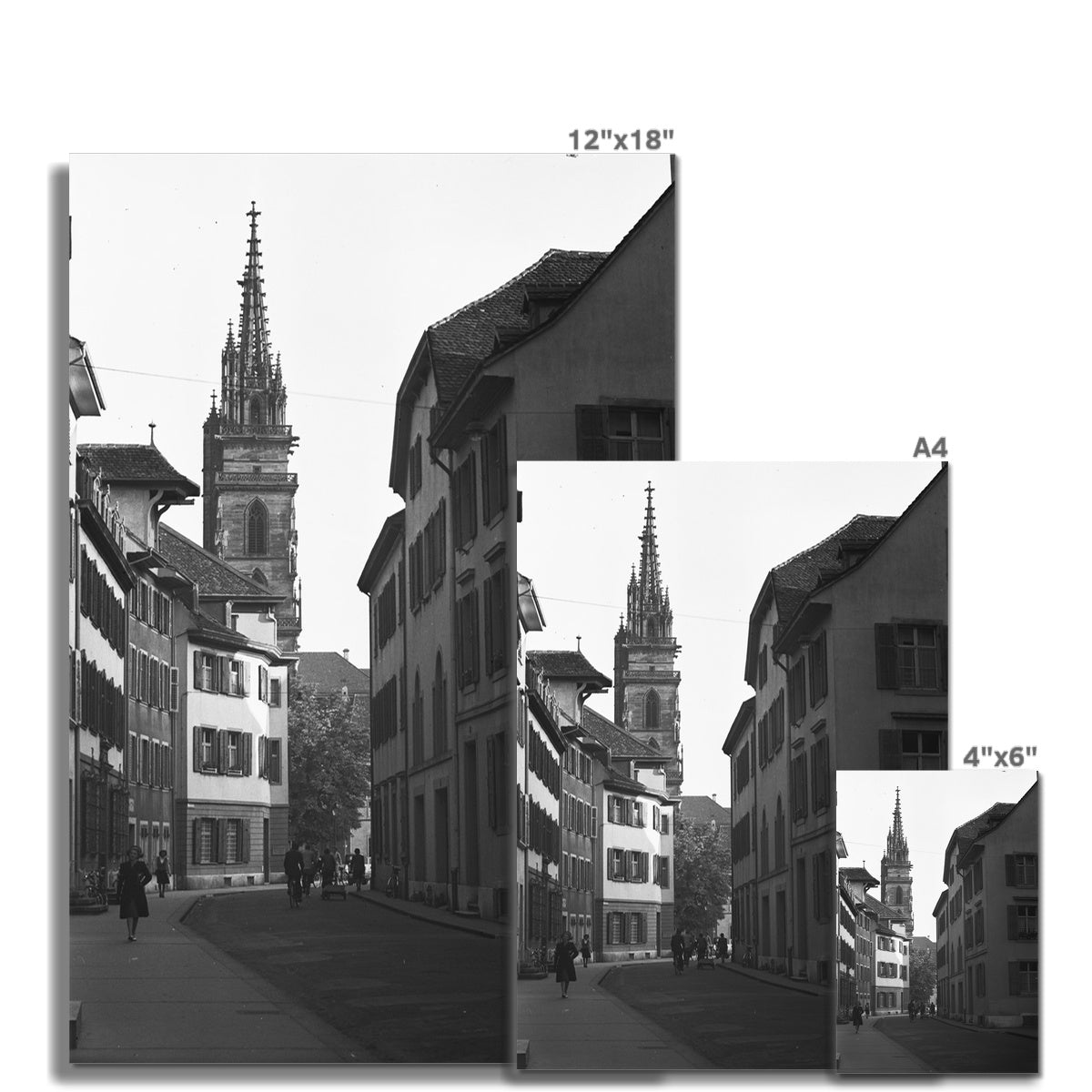 Augustinergasse mit Blick auf Basler Münster, 1957. Fine Art Print