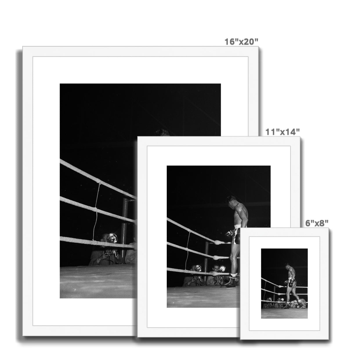 Boxkampf zwischen Sugar Ray Robinson und Jean Wanès im Hallenstadion Zürich Framed & Mounted Print