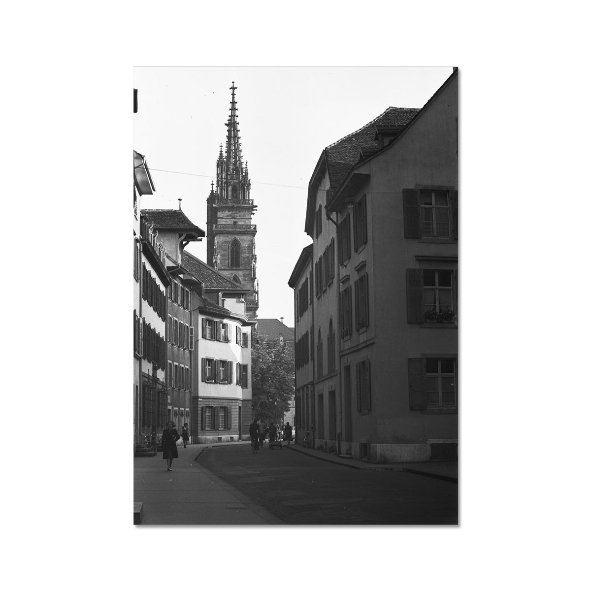 Augustinergasse mit Blick auf Basler Münster, 1957. Fine Art Print