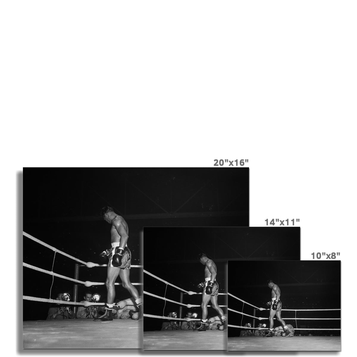 Boxkampf zwischen Sugar Ray Robinson und Jean Wanès im Hallenstadion Zürich Fine Art Print